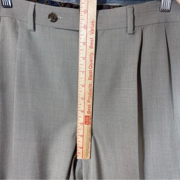 Lauren Ralph Lauren Slacks Men's 36x32 (29L) Beige Poly Rayon Pleat Front Cuffed - Picture 11 of 14